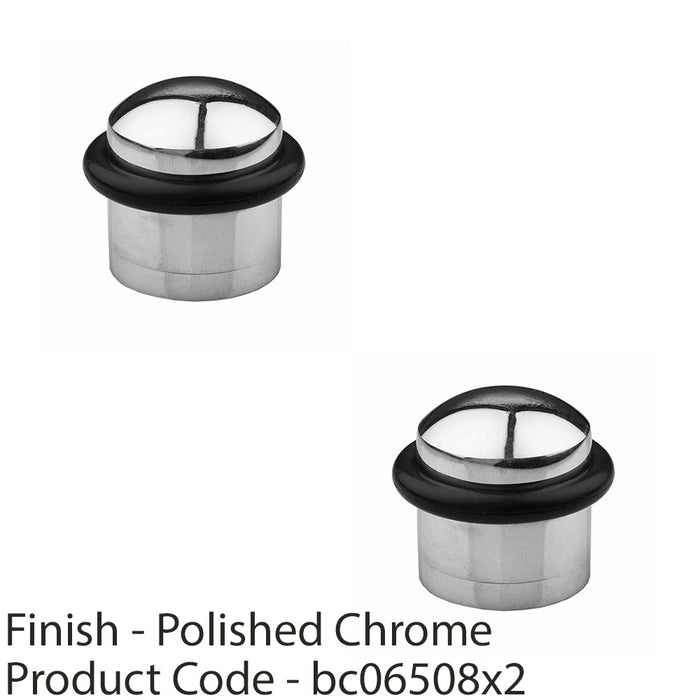 2 PACK Rubber Tip Dome Floor Mounted Doorstop Polished Chrome 38mm Round Door 1