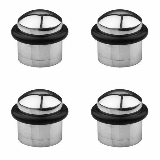 4 PACK Rubber Tip Dome Floor Mounted Doorstop Polished Chrome 38mm Round Door