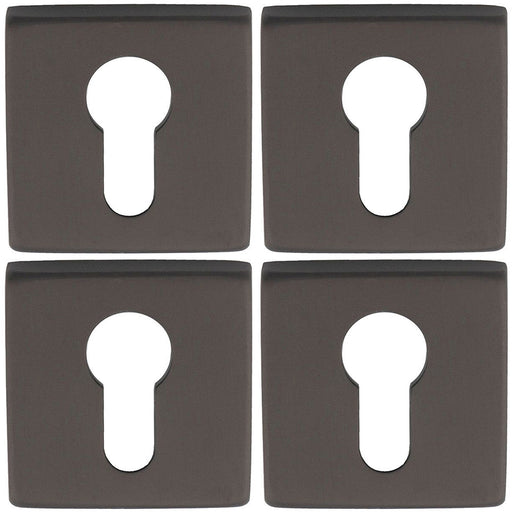 4 PACK Screwless Square EURO Profile Escutcheon Anthracite 50mm Door Key Plate