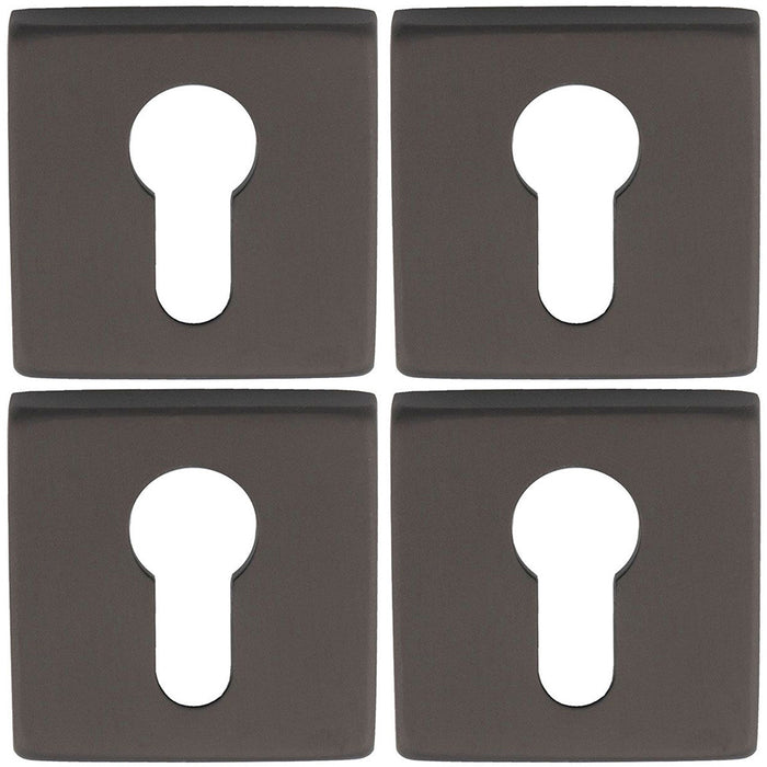 4 PACK Screwless Square EURO Profile Escutcheon Anthracite 50mm Door Key Plate