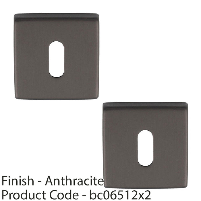 2 PACK Screwless Square Standard Profile EscutcheAnthracite 50mm Lock Key Plate 1