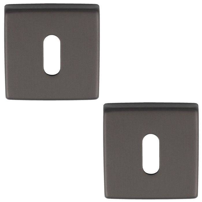 2 PACK Screwless Square Standard Profile EscutcheAnthracite 50mm Lock Key Plate
