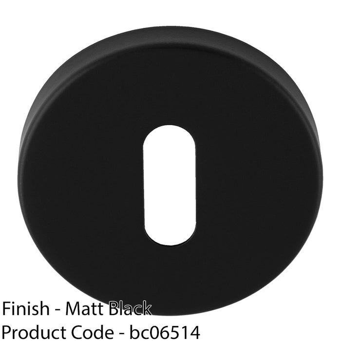 Screwless Round Standard Lock Profile Escutcheon Matt Black 52mm Door Key Plate 1