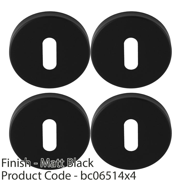 4 PACK Screwless Round Lock Profile Escutcheon Matt Black 52mm Door Key Plate 1