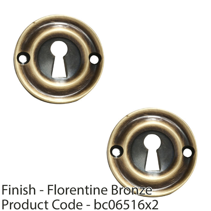 2 PACK Round Standard Lock Profile Escutcheon Florentine Bronze 42mm Door Key 1