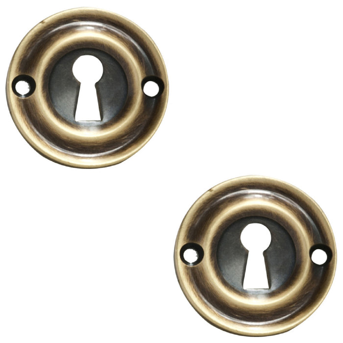 2 PACK Round Standard Lock Profile Escutcheon Florentine Bronze 42mm Door Key