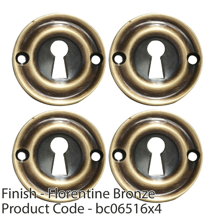 4 PACK Round Standard Lock Profile EscutcheFlorentine Bronze 42mm Door Key Plate 1