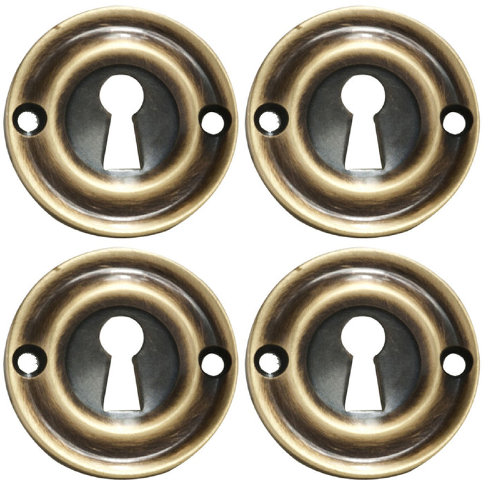 4 PACK Round Standard Lock Profile EscutcheFlorentine Bronze 42mm Door Key Plate