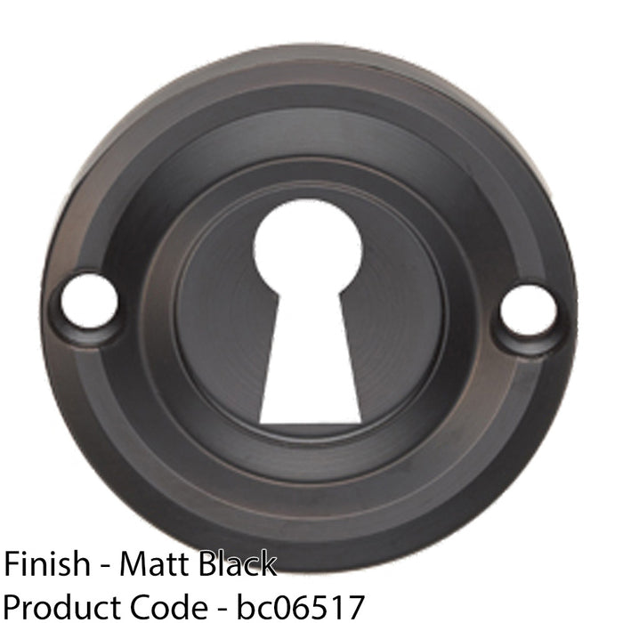 Round Standard Lock Profile Escutcheon - Matt Black - 42mm Door Key Plate 1