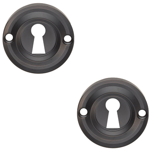 2 PACK Round Standard Lock Profile Escutcheon Matt Black 42mm Door Key Plate