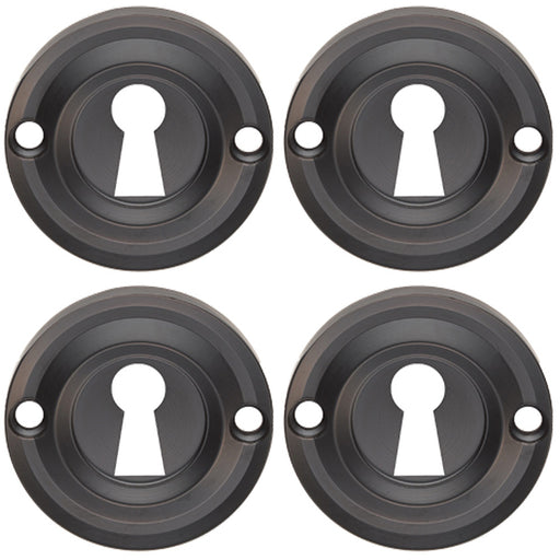 4 PACK Round Standard Lock Profile Escutcheon Matt Black 42mm Door Key Plate