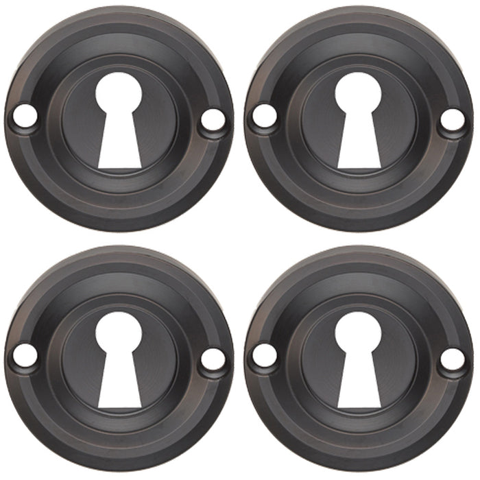 4 PACK Round Standard Lock Profile Escutcheon Matt Black 42mm Door Key Plate