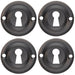 4 PACK Round Standard Lock Profile Escutcheon Matt Black 42mm Door Key Plate