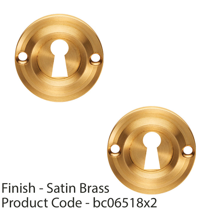 2 PACK Round Standard Lock Profile Escutcheon Satin Brass 42mm Door Key Plate 1