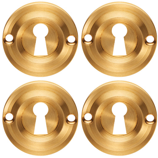 4 PACK Round Standard Lock Profile Escutcheon Satin Brass 42mm Door Key Plate