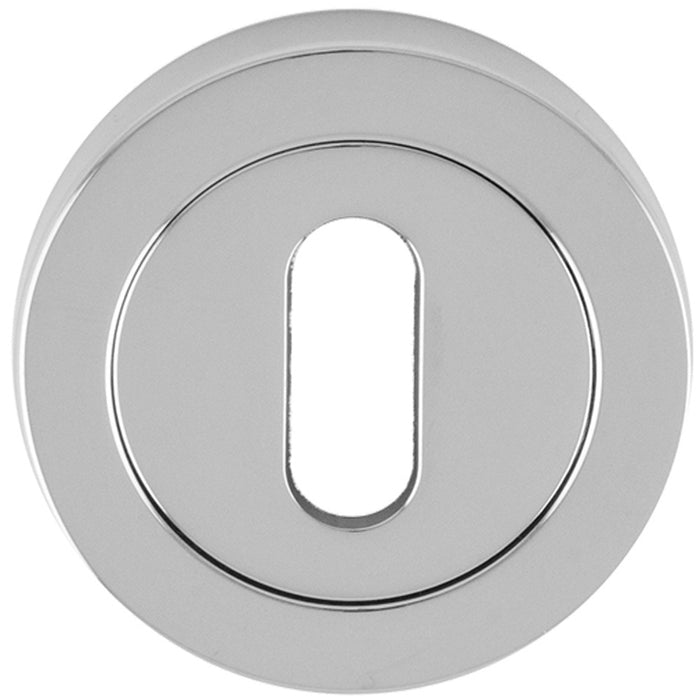 Screwless Round EURO Profile Escutcheon - Polished Chrome 50mm Key Door Plate