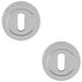 2x Screwless Round EURO Profile Escutcheon Polished Chrome 50mm Key Door Plate