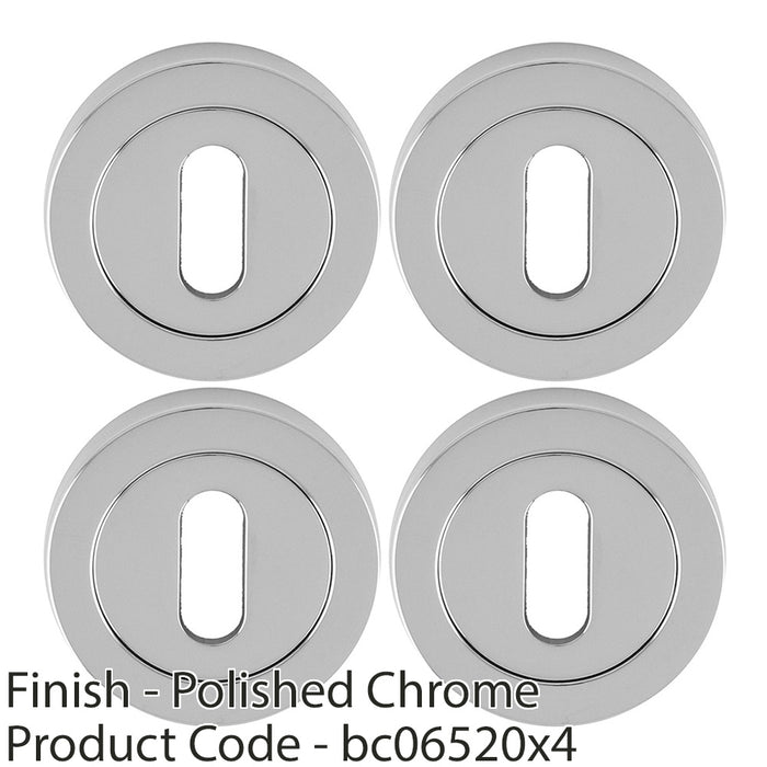 4x Screwless Round EURO Profile Escutcheon Polished Chrome 50mm Key Door Plate 1