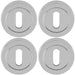 4x Screwless Round EURO Profile Escutcheon Polished Chrome 50mm Key Door Plate