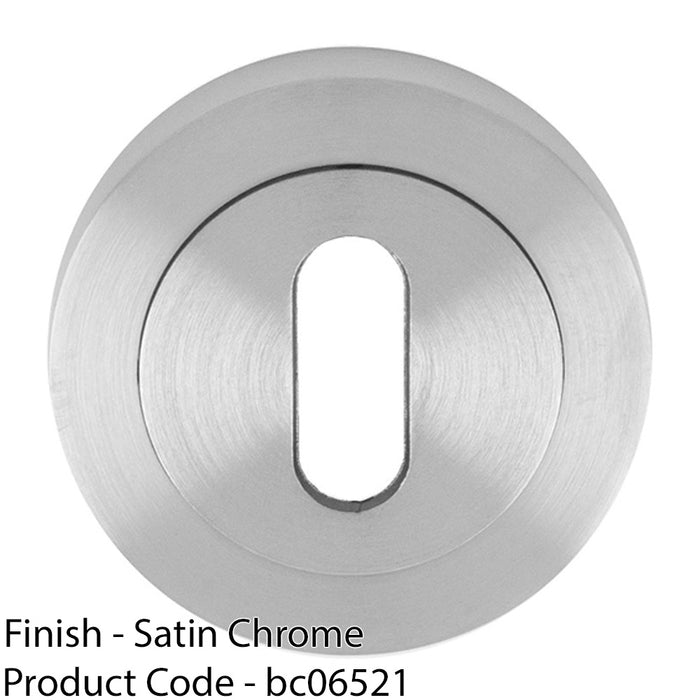 Screwless Round EURO Profile Escutcheon - Satin Chrome 50mm Key Door Plate 1