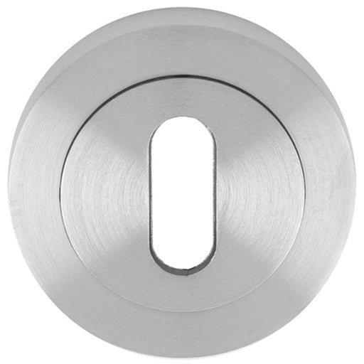 Screwless Round EURO Profile Escutcheon - Satin Chrome 50mm Key Door Plate