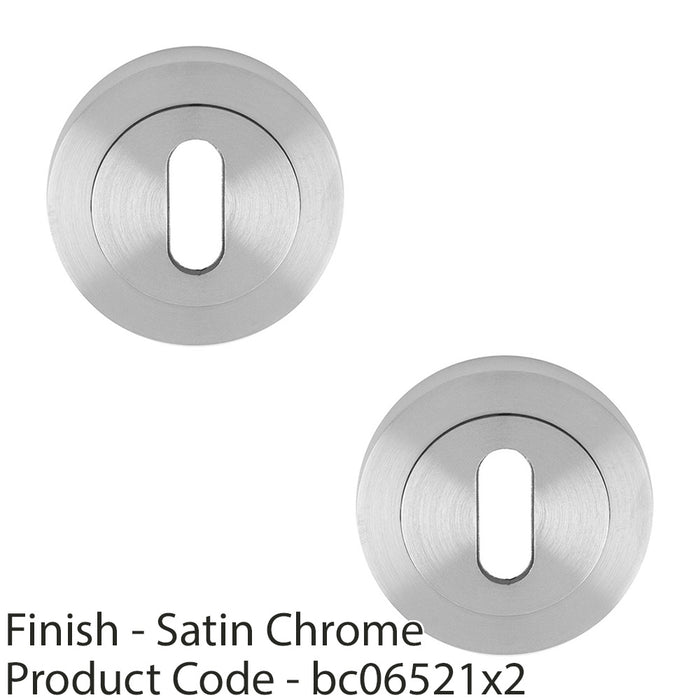 2 PACK Screwless Round EURO Profile Escutcheon Satin Chrome 50mm Key Door Plate 1