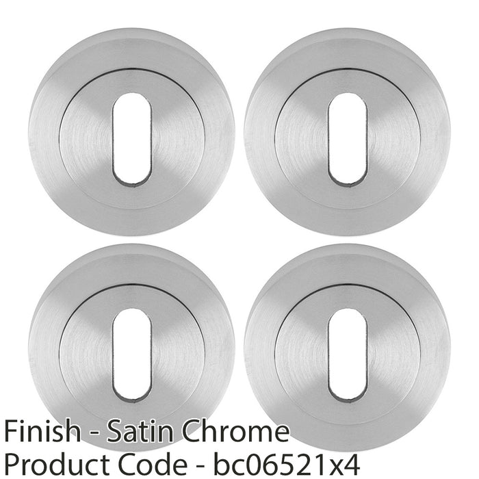 4 PACK Screwless Round EURO Profile Escutcheon Satin Chrome 50mm Key Door Plate 1