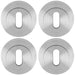 4 PACK Screwless Round EURO Profile Escutcheon Satin Chrome 50mm Key Door Plate