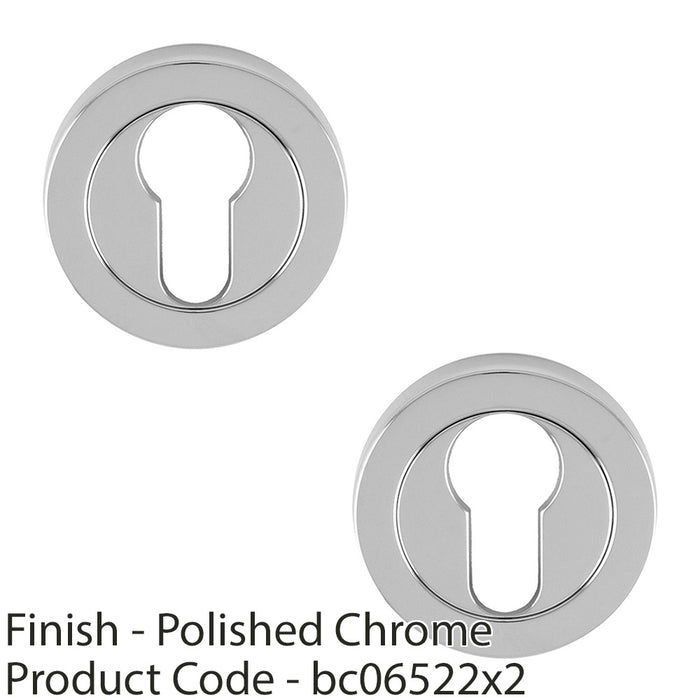 2 PACK Screwless Round Standard Profile Escutcheon Polished Chrome 50mm Key Door 1