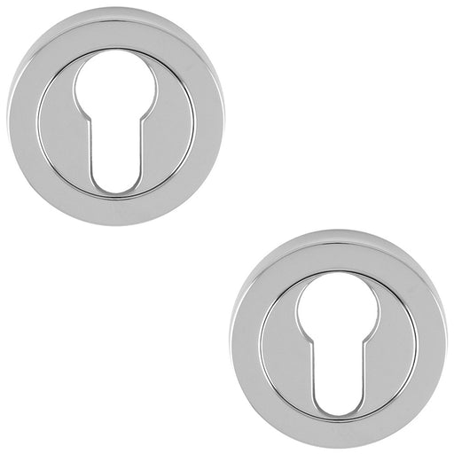 2 PACK Screwless Round Standard Profile Escutcheon Polished Chrome 50mm Key Door