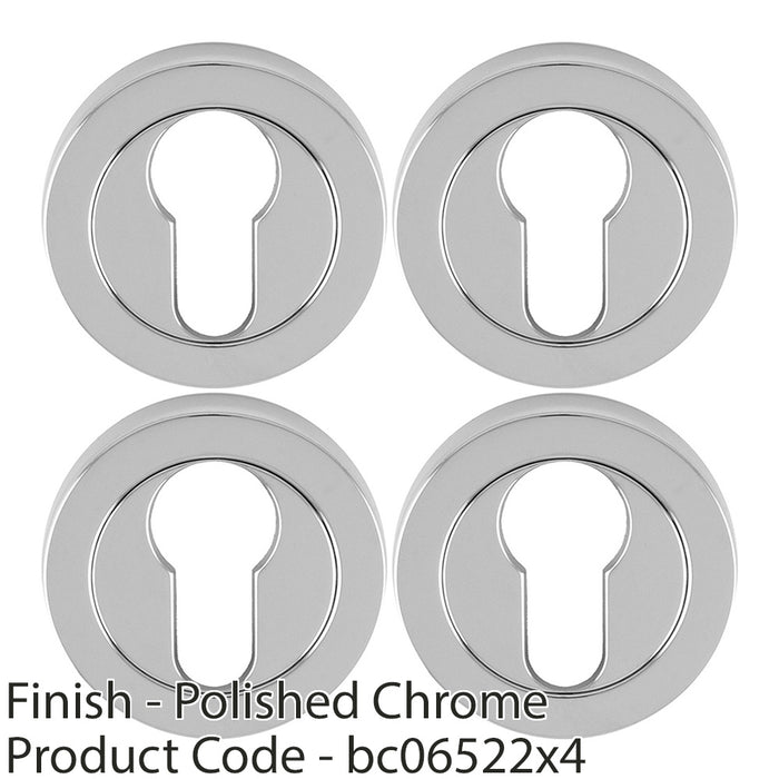 4 PACK Screwless Round Profile Escutcheon Polished Chrome 50mm Key Door Plate 1