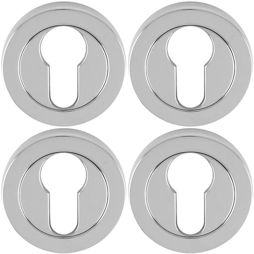 4 PACK Screwless Round Profile Escutcheon Polished Chrome 50mm Key Door Plate