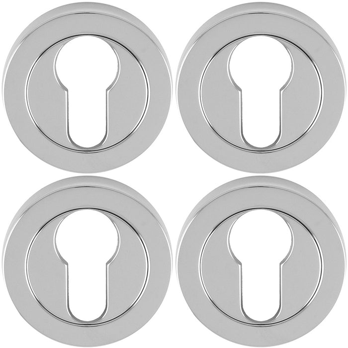 4 PACK Screwless Round Profile Escutcheon Polished Chrome 50mm Key Door Plate