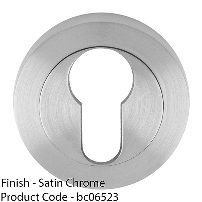 Screwless Round Standard Profile Escutcheon - Satin Chrome 50mm Key Door Plate 1