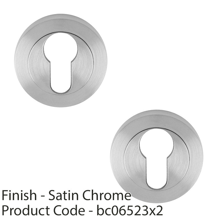 2 PACK Screwless Round Standard Profile Escutcheon Satin Chrome 50mm Key Door 1