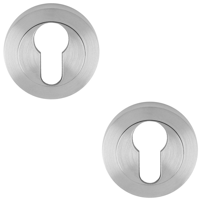 2 PACK Screwless Round Standard Profile Escutcheon Satin Chrome 50mm Key Door