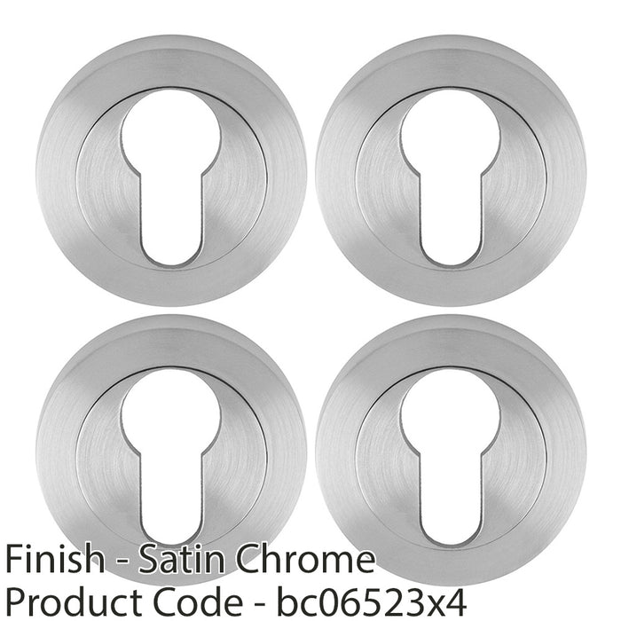 4x Screwless Round Standard Profile Escutcheon Satin Chrome 50mm Key Door Plate 1