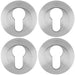 4x Screwless Round Standard Profile Escutcheon Satin Chrome 50mm Key Door Plate