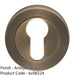 Screwless Round EURO Profile Escutcheon - Antique Brass 52mm Door Key Plate 1