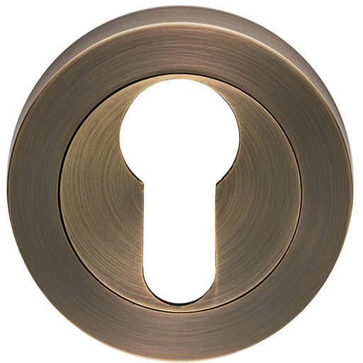 Screwless Round EURO Profile Escutcheon - Antique Brass 52mm Door Key Plate