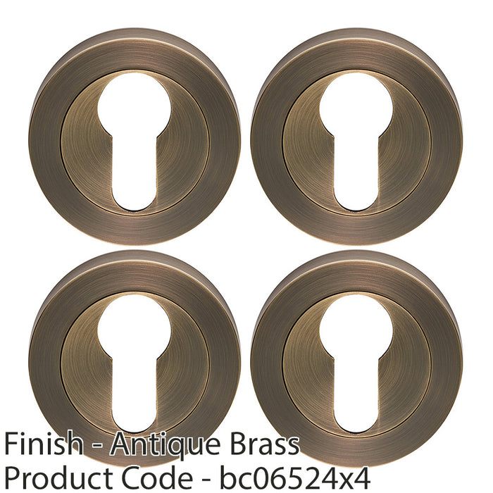 4 PACK Screwless Round EURO Profile Escutcheon Antique Brass 52mm Door Key Plate 1