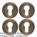 4 PACK Screwless Round EURO Profile Escutcheon Antique Brass 52mm Door Key Plate 1