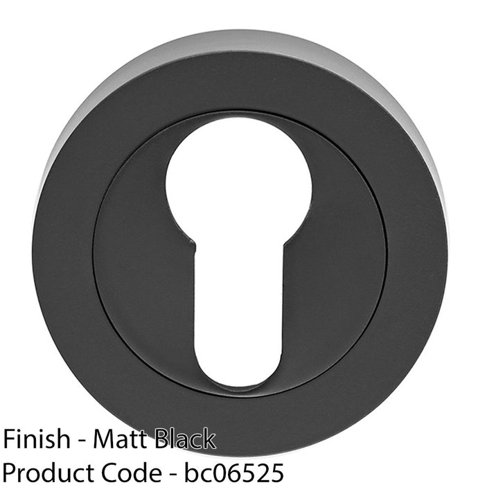 Screwless Round EURO Profile Escutcheon - Matt Black 52mm Door Key Plate 1