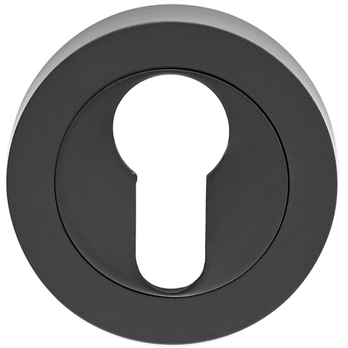 Screwless Round EURO Profile Escutcheon - Matt Black 52mm Door Key Plate