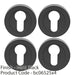 4 PACK Screwless Round EURO Profile Escutcheon Matt Black 52mm Door Key Plate 1