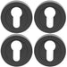 4 PACK Screwless Round EURO Profile Escutcheon Matt Black 52mm Door Key Plate