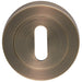 Screwless Round Standard Profile Escutcheon - Antique Brass 52mm Door Key Plate