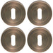 4 PACK Screwless Round Standard Profile Escutcheon Antique Brass 52mm Key Plate