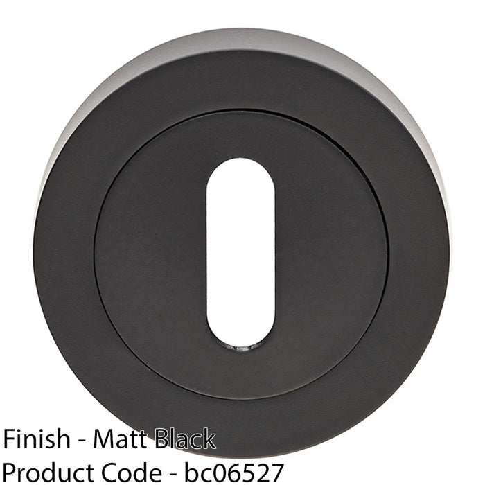 Screwless Round Standard Profile Escutcheon - Matt Black 52mm Door Key Plate 1