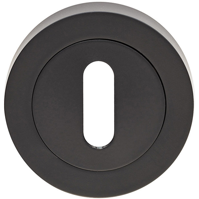 Screwless Round Standard Profile Escutcheon - Matt Black 52mm Door Key Plate